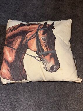Horse Print Decorative Pillow - Brown on Cream